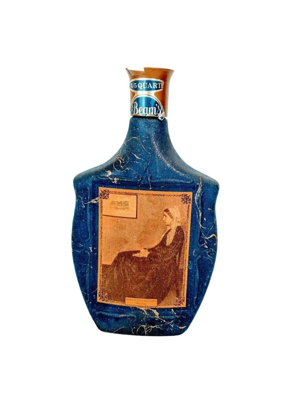 Vintage Jim Beam Whiskey 1968 Blue Whistlers Mother Empty Decanter Bottle